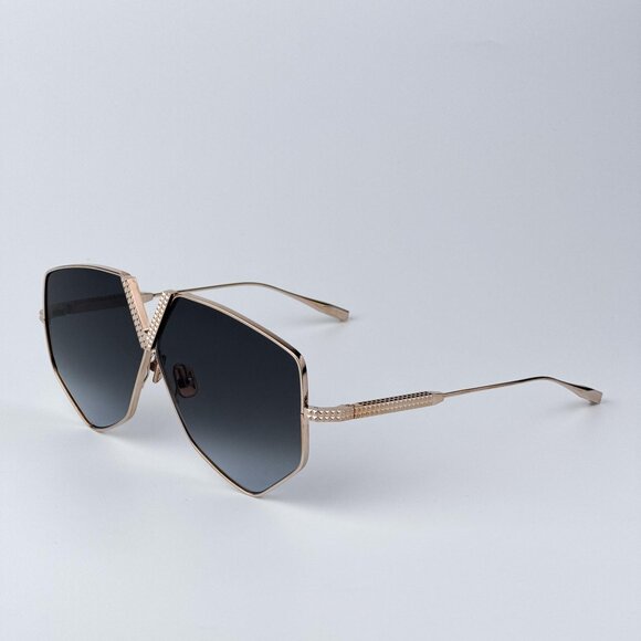 Valentino Women BRAND NEW Sunglasses Titanium Gold Grey Oversized Aviator - Picture 7 of 12